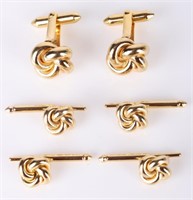3 SETS OF 14K YELLOW GOLD SOLID KNOT CUFFLINK