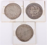 1878-CC,1922, &1923 MORGAN SILVER DOLLARS LOT OF 3