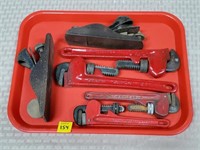 Pipe Wrenches & 2 Planes Lot