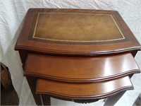 Set of 3 Leather Top Nesting Tables