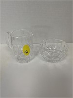 WATERFORD GLASS CREAMER 4" TALL & SUGAR BOWL