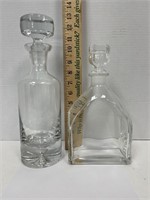 LOT OF 2 GLASS DECANTERS WITH STOPPERS