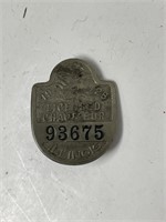 1928 LICENSED CHAUFFEUR BADGE # 93675 ILLNOIS