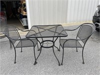 WROUGHT IRON PATIO SET TABLE & 2 CHAIRS