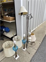 LOT OF LAMPS 2 BLUE ONES MAY BE FENTON