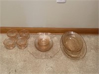 LOT OF PINK DEPRESSION GLASS - DIFFERENT PATTERNS