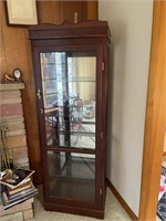 CURIO CABINET WITH GLASS SHELVES & MIRROR BACK