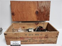 VTG Wooden Box Of OLD Headlights & Mirrors