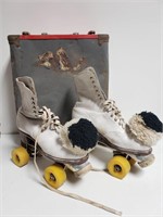 VTG Size 5 Roller Skates on Metal Case