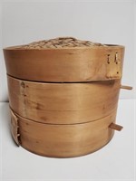 Wood/Bamboo 2-Tier Asian-Style Rice/Dumpling