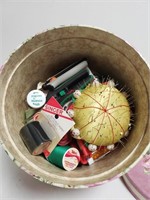 Hat Box Full of Sewing Notions & More