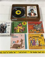 16 Disney 45 RPM kids record books, 2 DVD box sets