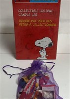 Peanuts collectible candle jar & snoopy toys