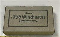 Box of 20, vintage 308 Winchester bullets