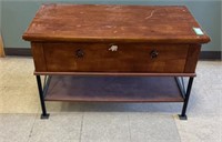 Wooden metal, one drawer end table 39 x 21 x 24