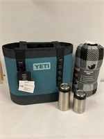 Yeti picnic bag and coolers. Coleman blanket.