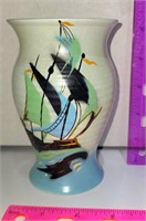 Antique Brentleigh England Pottery Vase-Ship Theme