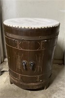 1950'S ASIAN WOOD DRUM TABLE 24"