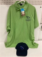 Golf shirt. 3XL and a cap
