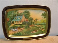 Metal Currier & Ives Tray