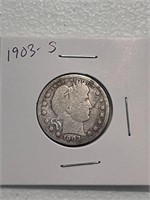 1903 S Barber Silver Quarter