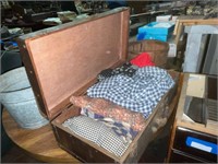 Vintage Metal Suitcase w/Older Clothing