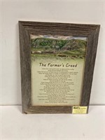 Farmers Creed framed in barn board