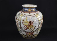 Hand Painted Gold Moriage Pottery Cherub Urn Vase