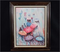 Signed Ramon RAINY DAY Oil on Canvas Painting