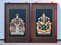 Pair of Chinese Seated Emperor Wall Panels