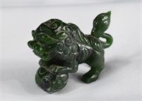 Spinach Jade Foo Dog Figurine