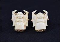 10kt gold and Ivory Buddha Cufflinks