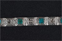 .950 Mexican Sterling Silver Turquoise Bracelet