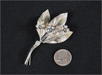 Sterling Silver Holly leaf Brooch