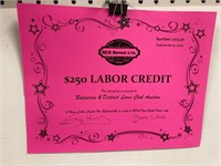 RCS $250 Labour Certificate