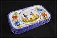 Set of 12 Quimper Tin Snack Trays Massilly France