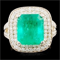 18K Gold 5.50ct Emerald & 1.09ctw Diamond Ring