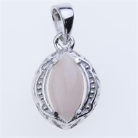 Natural Pink Opal Sterling Silver Pendant