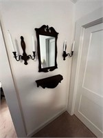 Ornate mirror with Wall Sconces