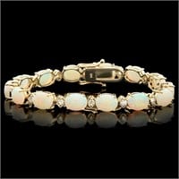 `14k Gold 15.00ct Opal & 1.00ct Diamond Bracelet