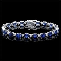 `14k Gold 15.00ct Sapphire & 0.50ct Diamond Bracel