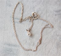 10k White Gold .11 ct Diamond Solitaire Necklace