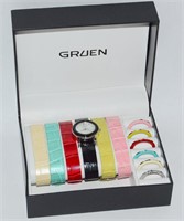 Gruen Watch Interchangeable Color Bands & Bezels