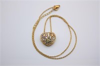 Multi Color Gold Plated Puff Heart Pendant Necklac