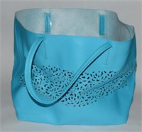 Vince Camuto Large Blue Tote Beach Bag w Cutouts
