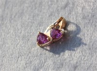 10k Gold Pendant Pink Sapphires? Diamond Accent