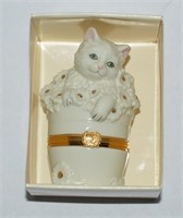 Lenox Treasures Cat Trinket Music Box Gold Accent