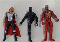 3 Superhero Posable Figures Batman Missing A Leg