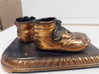 Bronzed Baby Shoes Ashtray From 1950s, 60s, Or