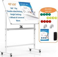Mobile Whiteboard 48x36 inch Large 360° Rolling A